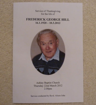 Fred Funeral Order of Service